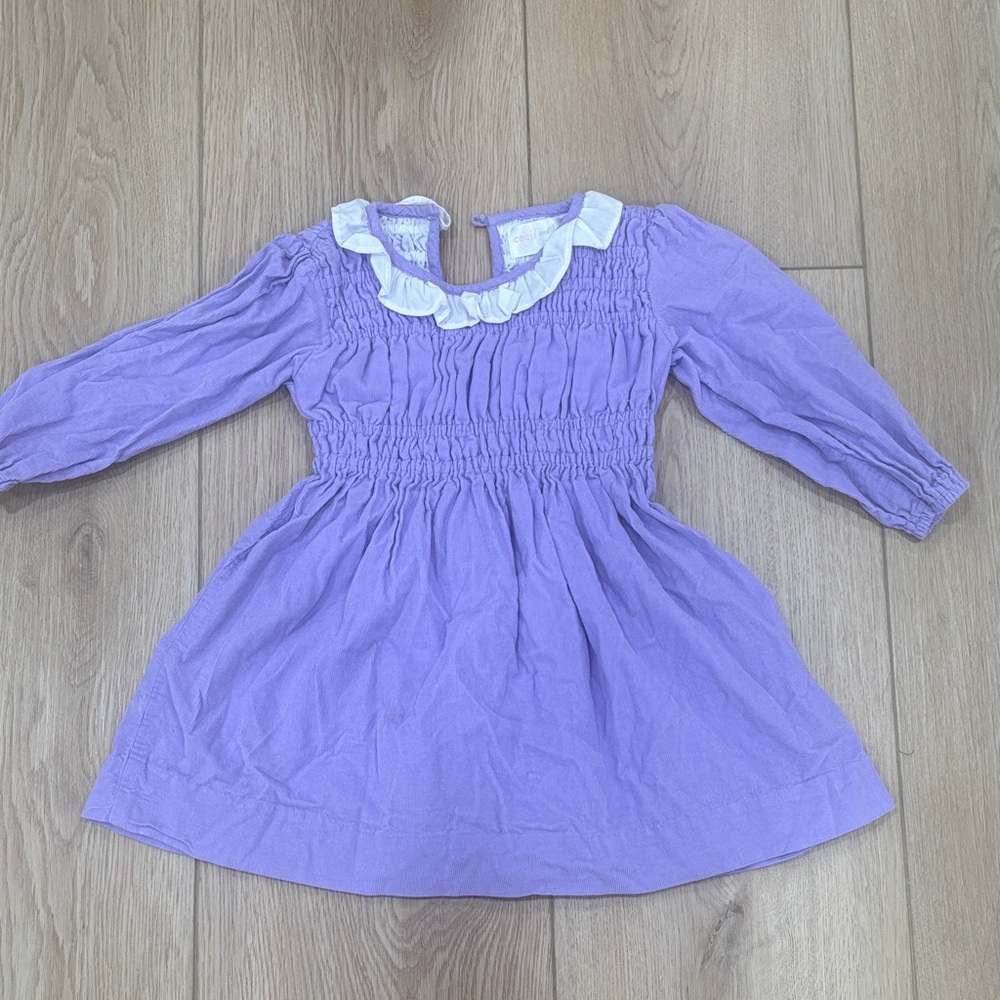 Cecil & Loud Adorable Lavender Kids Dress with White Trim